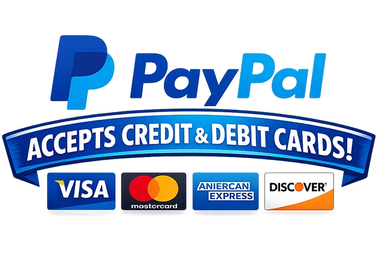 We accept paypal and all credit cards